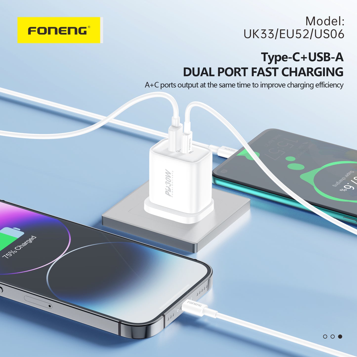 UK33 A+C 2-Port Charger (PD30W)
