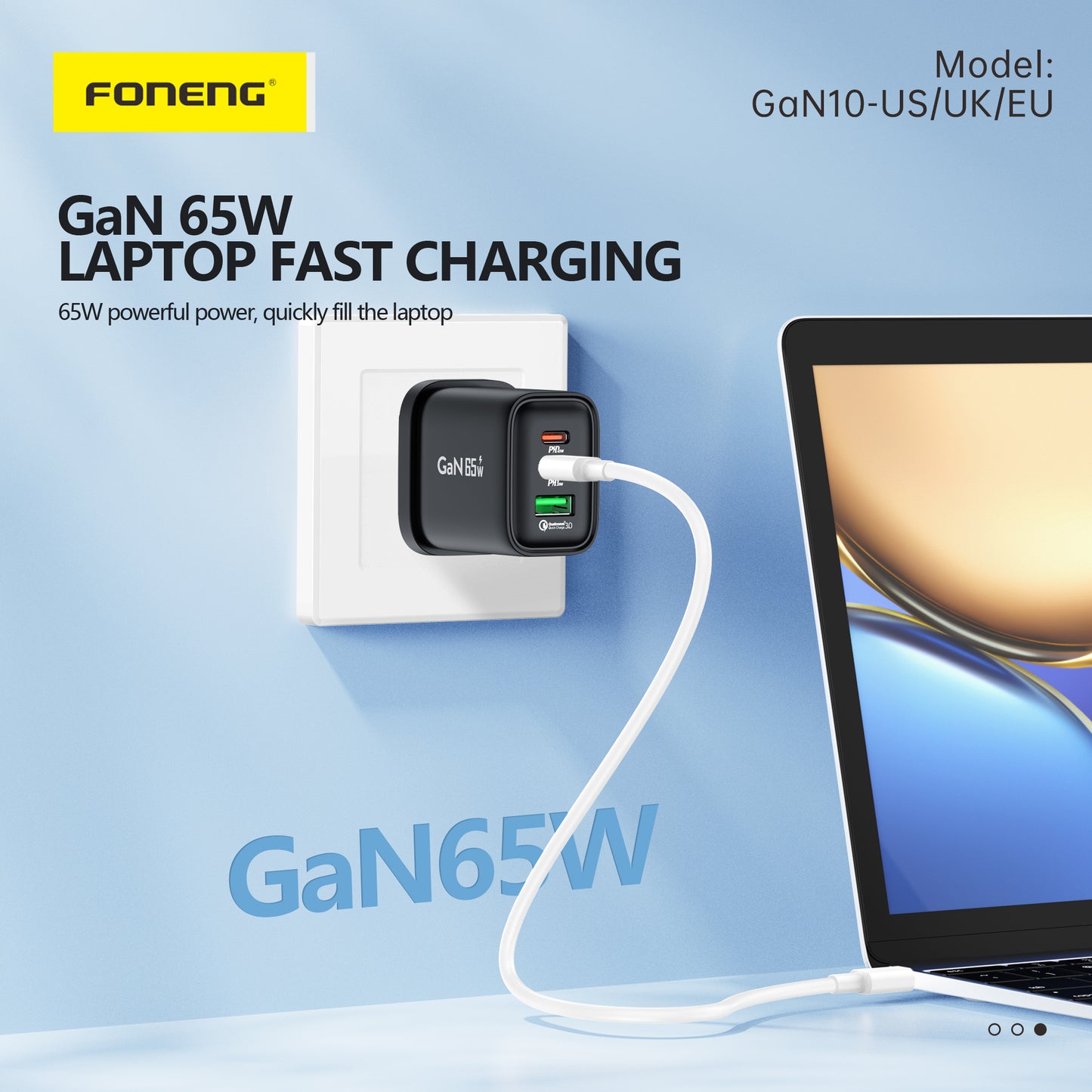 GaN10-US A+C+C 3-Port GaN Charger (65W)